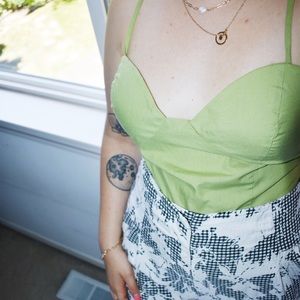 vintage/retro style green spaghetti strap tank
